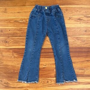 Kids Flared Front Slit Raw Hem Pull-on Denim Jeans Size 4/5 (120)